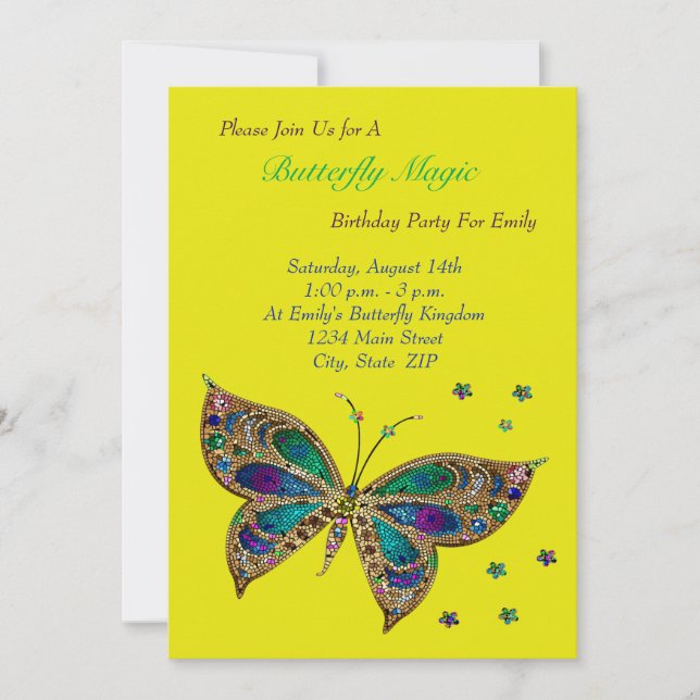 Butterfly Magic Birthday Invitation (Front)
