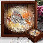 Butterfly Magic Jewellery Keepsake Box<br><div class="desc">Painting “Birthday Butterfly” Collection Hold your valuables in this beautiful keepsake box. Made of lacquered wood, the jewellery box comes in golden oak, ebony black, emerald green, and red mahogany. Soft felt protects your jewellery and other collectibles. Personalise on the product page or click the "Customise" button for more design...</div>