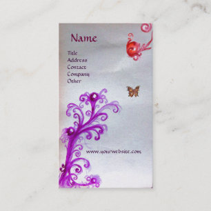 BUTTERFLY,MAGIC RED PURPLE SWIRLS PEARL MONOGRAM BUSINESS CARD