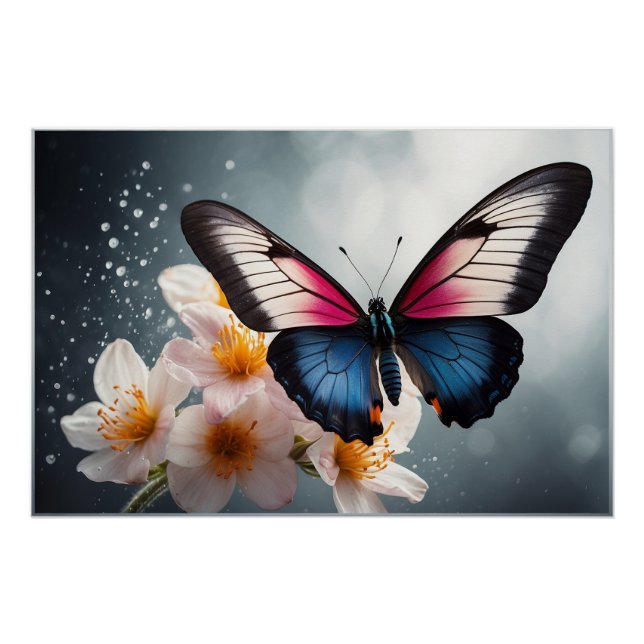 *~* Butterfly Magical Watercolor AP52 Flowers Poster (Front)