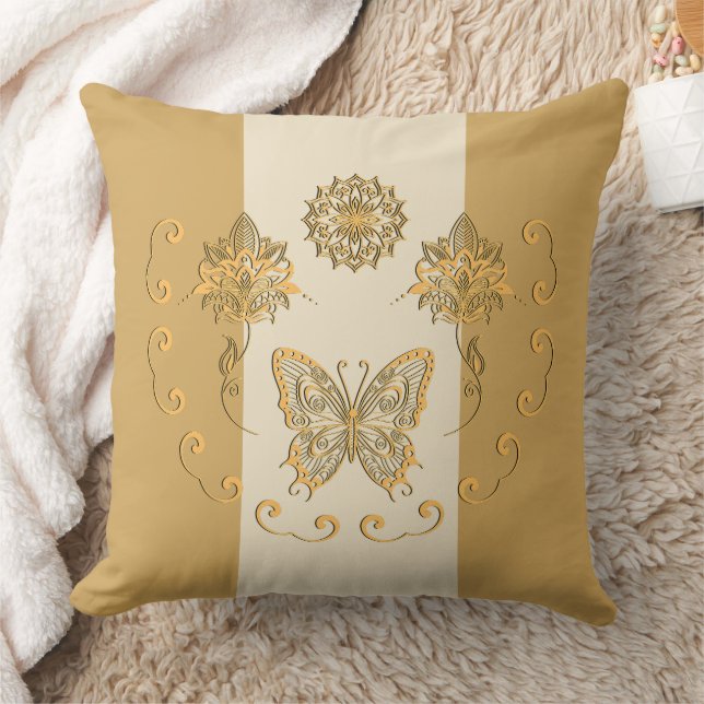 Butterfly Mandala Throw Pillow (Blanket)