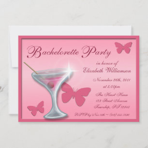 Butterfly Martini Bachelorette Party Invitations