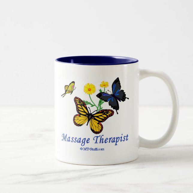 Butterfly Massage Therapist Two-Tone Coffee Mug (Right)
