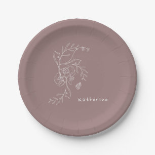 Butterfly Mauve Baby Shower Custom Paper Plate