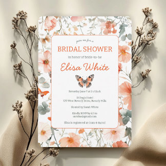 Butterfly Meadow Watercolor Bridal Shower CUSTOM  Invitation