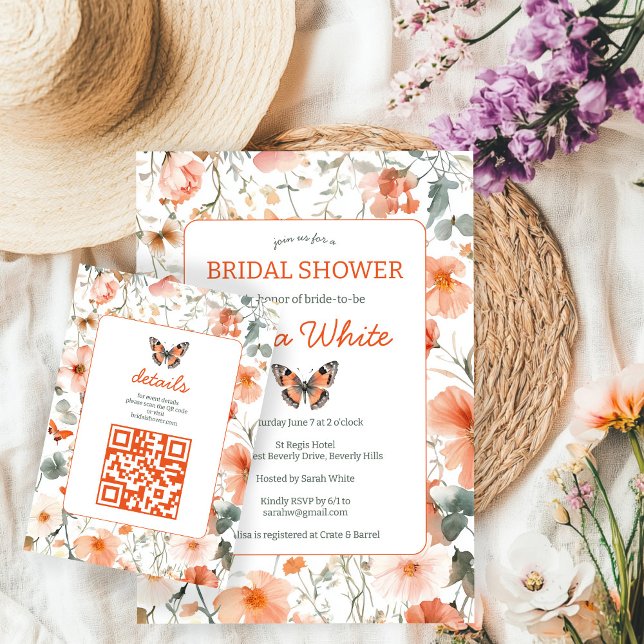 Butterfly Meadow Watercolor Bridal Shower QR code Enclosure Card (Butterfly Meadow Watercolor Bridal Shower CUSTOM Enclosure Card
)