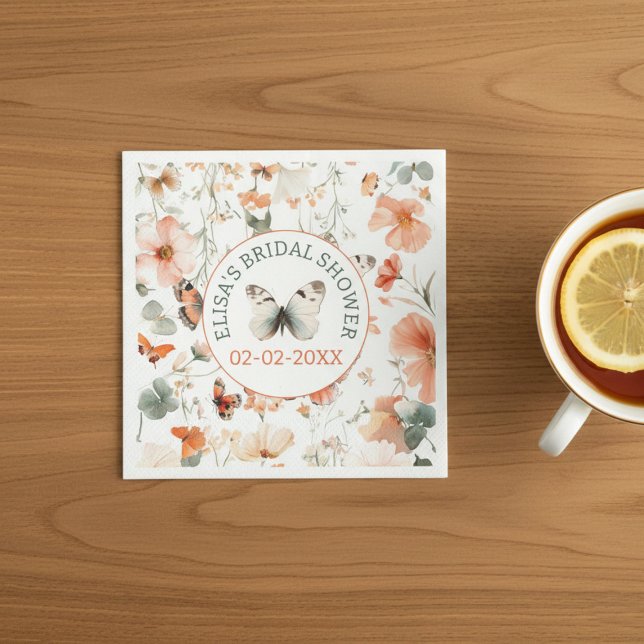Butterfly Meadow Watercolor CUSTOM Bridal Shower Napkin (Butterfly Meadow Watercolor CUSTOM Bridal Shower Napkins
)