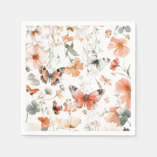 Butterfly Meadow Watercolor Pretty Napkin
