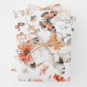 Butterfly Meadow Watercolor Pretty Wrapping Paper Sheet