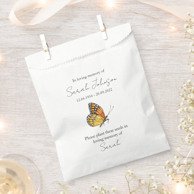 Butterfly Memorial Funeral Seed Favour Bags (Clipped)