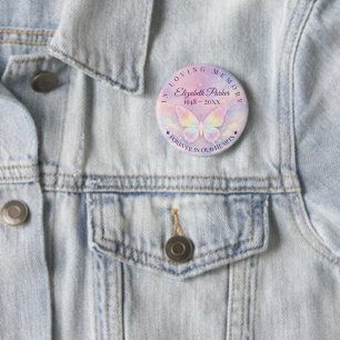 Butterfly Memorial In Loving Memory Button