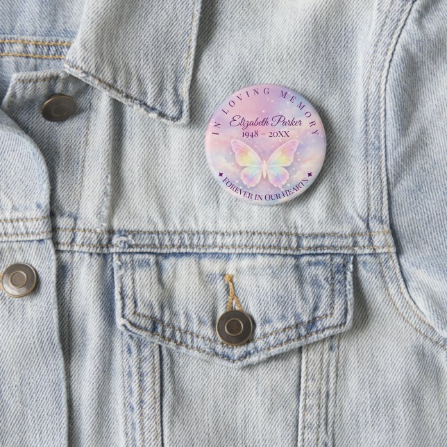 Butterfly Memorial In Loving Memory Button (In Situ)