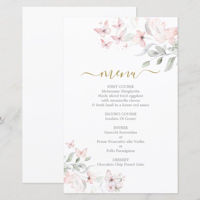 Butterfly Menu Card (Front/Back)