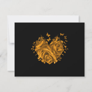 Butterfly Metallic Gold Heart RSVP Cards