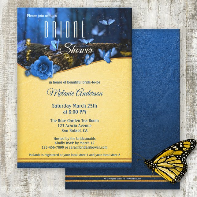 Butterfly Midnight Enchanted Forest Bridal Shower Invitation (Creator Uploaded)