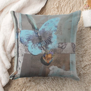 Butterfly Mixed Media Art  Cushion