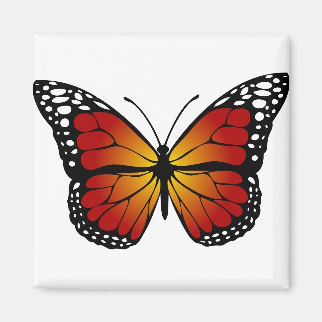 Butterfly Monarch Abstract Artistic Line Art Magnet (Front)