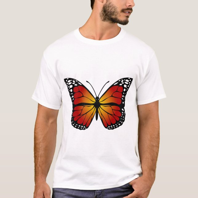 Butterfly Monarch Abstract Artistic Line Art T-Shirt (Front)