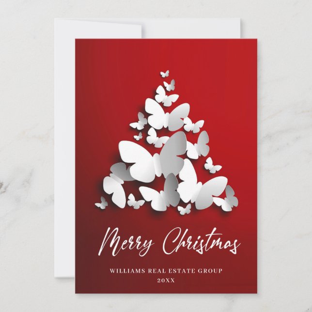Butterfly Monarch Christmas Corporate Greeting Holiday Card (Front)