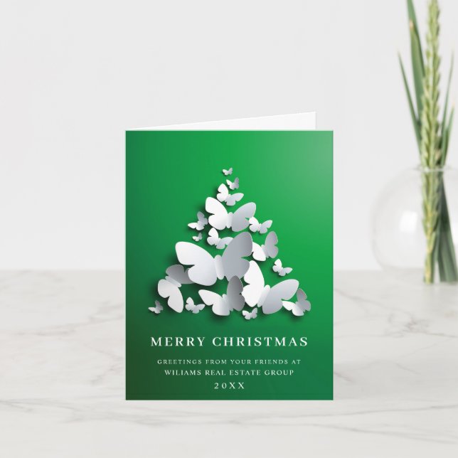  Butterfly Monarch Christmas Corporate Greeting Holiday Card (Front)