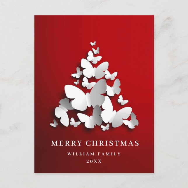 Butterfly Monarch Christmas Tree Greeting Holiday Postcard (Front)