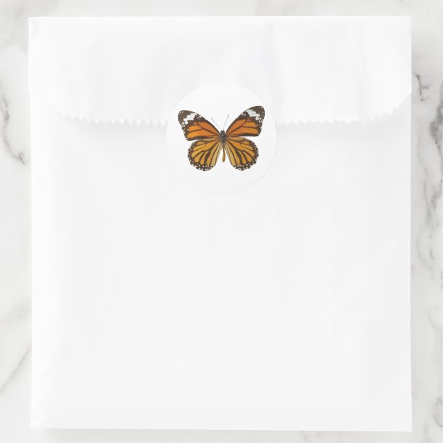 Butterfly Monarch Classic Round Sticker (Bag)