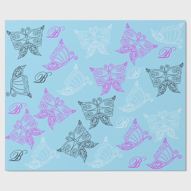 Butterfly Monogram Wrapping Paper (Flat)