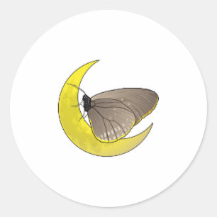 Butterfly Moon Classic Round Sticker