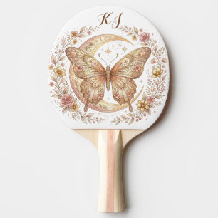 Butterfly Moon Floral Gold Personalised Design Ping Pong Paddle