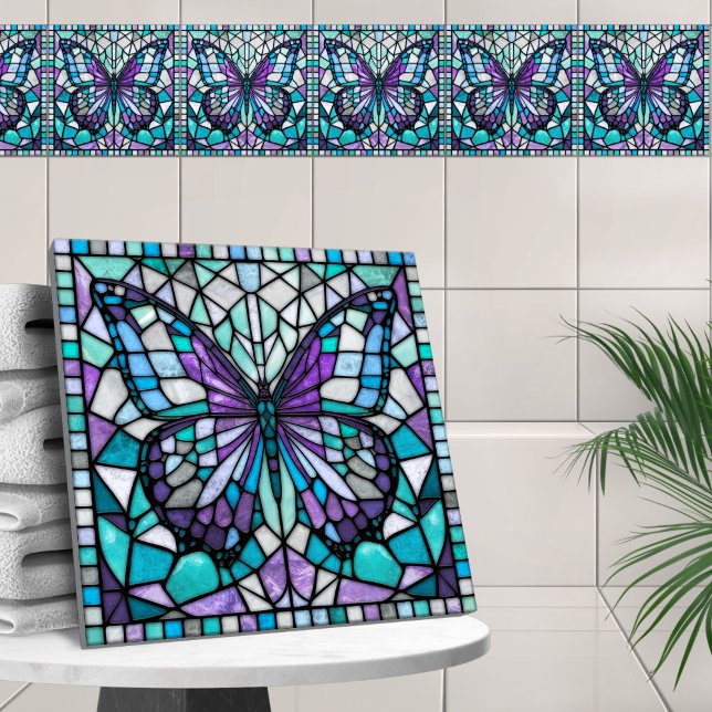 Butterfly Mosaic - Aquamarine Amethyst Tile (Creator Uploaded)