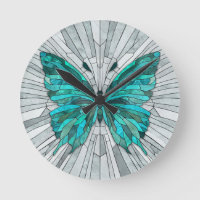 Butterfly Mosaic -Emerald Green and Grey