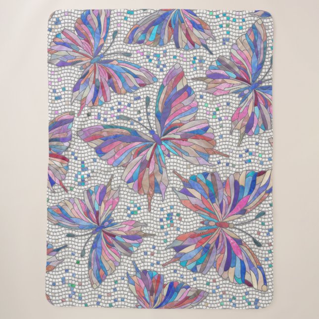 Butterfly Mosaic Pattern - pastels Sherpa Blanket (Front)