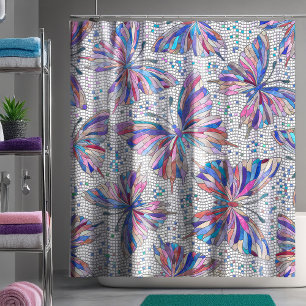 Butterfly Mosaic Pattern - pastels Shower Curtain