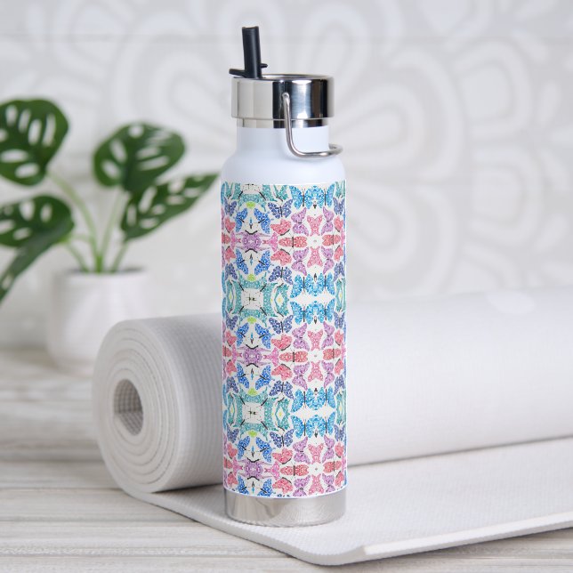 Butterfly Mosaic Water Bottle (Yoga (Rotated))