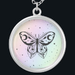 *~* Butterfly Moth Magic Boho Universe Rainbow Silver Plated Necklace<br><div class="desc">* Energy Enhanced Esoteric Celestial Stars Cosmic Cosmos BOHO MODERN MYSTIC Sacred Geometry BUTTERFLY with Moon on it's wings... or. MOTH on a soft Rainbow Pastel Background Silver Plate Round Necklace. Energy Enhanced ROUND Silver Plated Metaphysical Spiritual New Age necklace. JEWELRY WITH INTENTION (R) - Energetically Enhanced Jewellery. As a...</div>