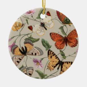 Butterfly Moth Nature Collection Drawing Ceramic Tree Decoration