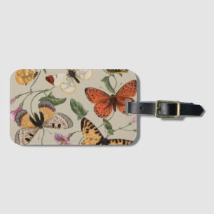 Butterfly Moth Nature Collection Drawing Luggage Tag