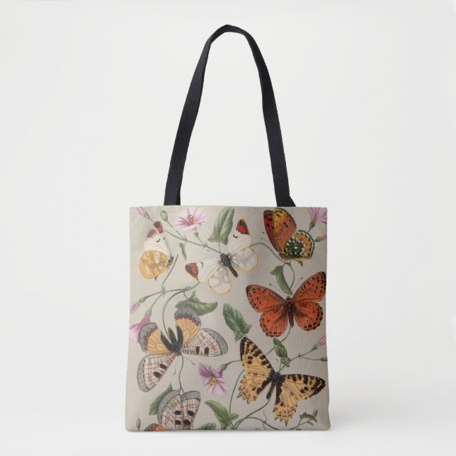 Butterfly Moth Nature Collection Drawing Tote Bag (Front)