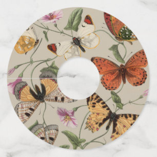 Butterfly Moth Nature Collection Drawing Wine Glass Tag