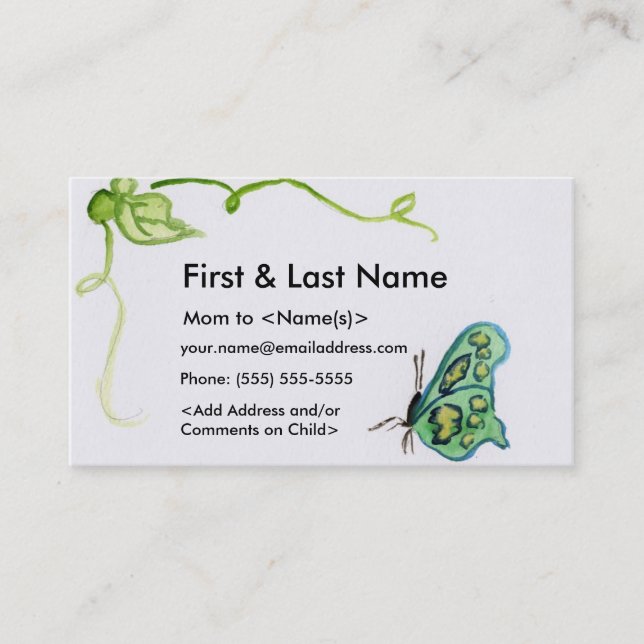 Butterfly Mummy Custom Photo Calling Playdate Card (Front)