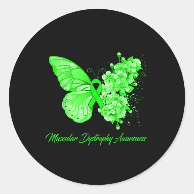 Butterfly Muscular Dystrophy Awareness  Classic Round Sticker (Front)