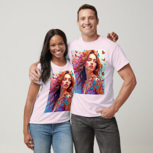 Butterfly Muse Portrait Art T-Shirt