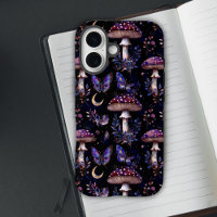 Butterfly Mushroom Floral Dark Witchy Pattern