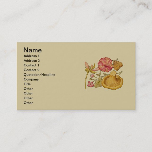 Butterfly Mushroom Flower Watercolor Painting Business Card (Front)