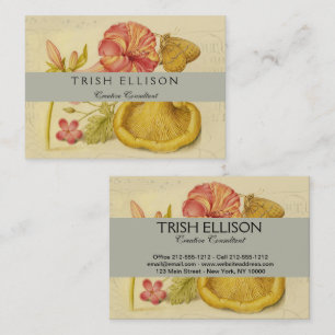 Butterfly Mushroom Flower Watercolor Painting Business Card