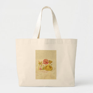 Butterfly Mushroom Flower Watercolor Painting Large Tote Bag
