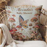 Butterfly Mushroom Woodland Nature Baby Shower Cushion<br><div class="desc">Enhance the cosy ambiance of your baby shower with our Butterfly Mushroom Woodland Nature Baby Shower Throw Pillow. This adorable pillow features a whimsical design inspired by the enchanting forest, adorned with delicate butterflies, charming mushrooms, and lush greenery. Perfect for adding a touch of woodland charm to your seating areas...</div>