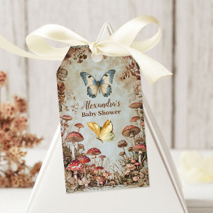 Butterfly Mushroom Woodland Nature Baby Shower Gift Tags
