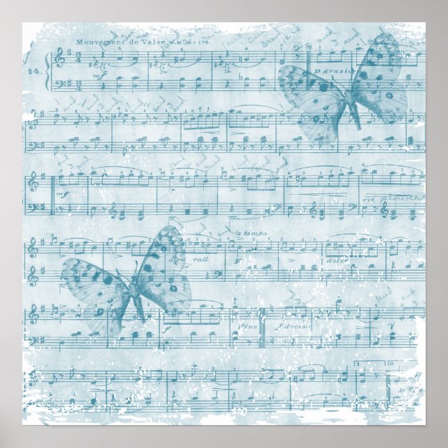 Butterfly Musical Romance Blue Poster (Front)