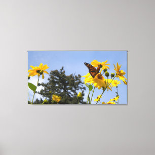 Butterfly N Sunflowers Wrapped Canvas